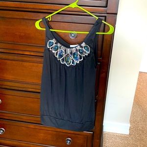 Black tank with sequin pattern